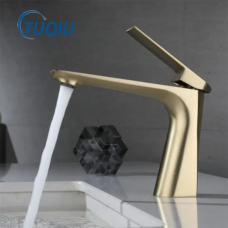 Modern brushed gold basin faucet bathroom water mixer crane