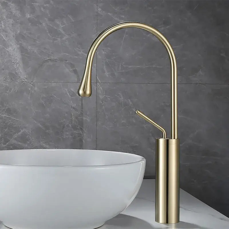 Modern brushed gold basin faucet kitchen swivel water crane