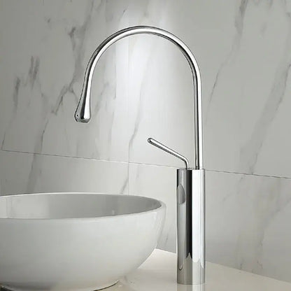 Modern brushed gold basin faucet with swivel spout for bathroom