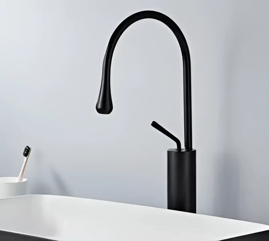 Modern brushed gold basin faucet with swivel spout for bathroom