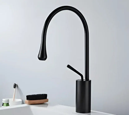 Modern brushed gold basin faucet with swivel spout for bathroom