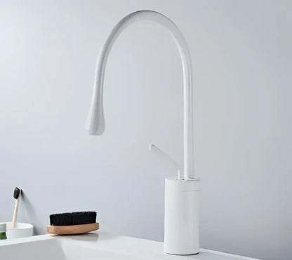 Modern brushed gold basin faucet with swivel spout for bathroom