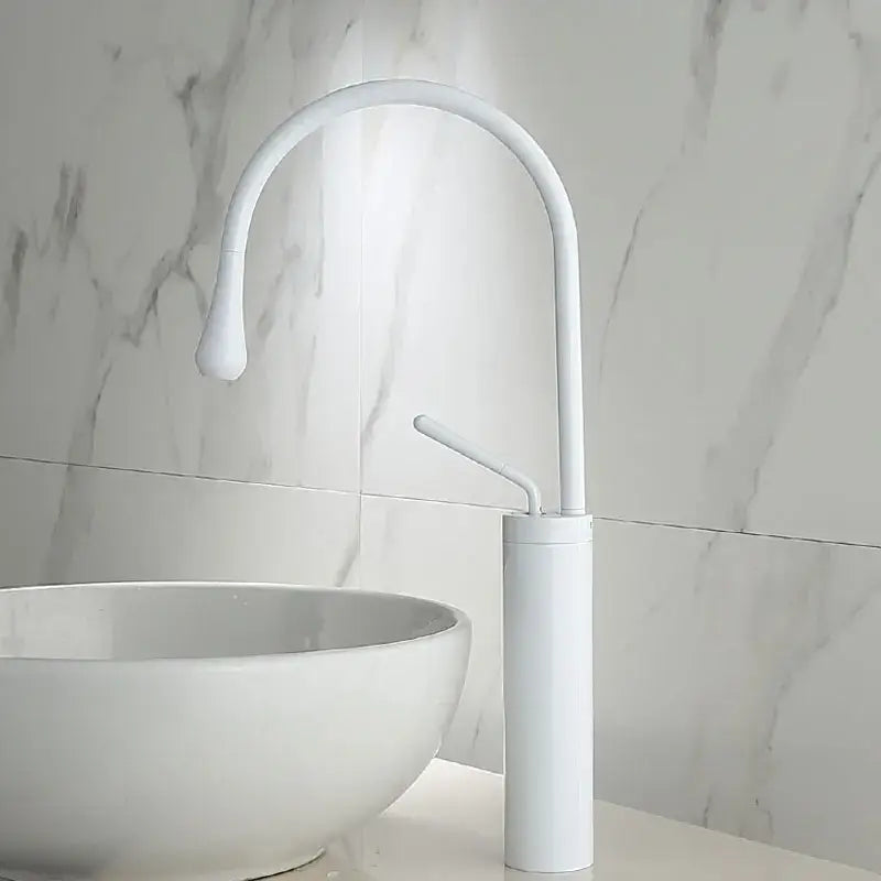 Modern brushed gold basin faucet with swivel spout for bathroom