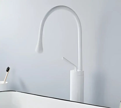 Modern brushed gold basin faucet with swivel spout for bathroom