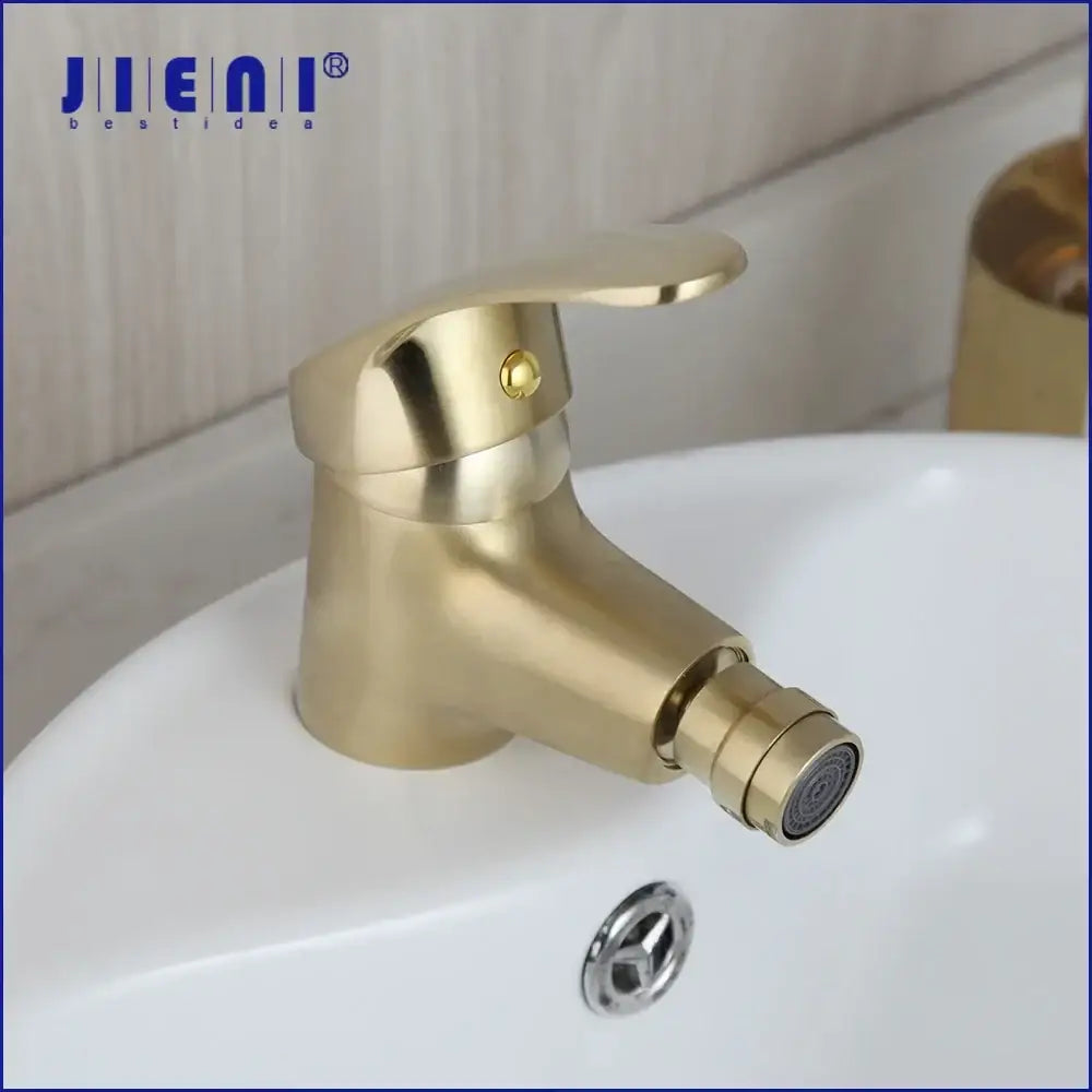 Modern brushed gold basin mixer tap bathroom faucet with spray head