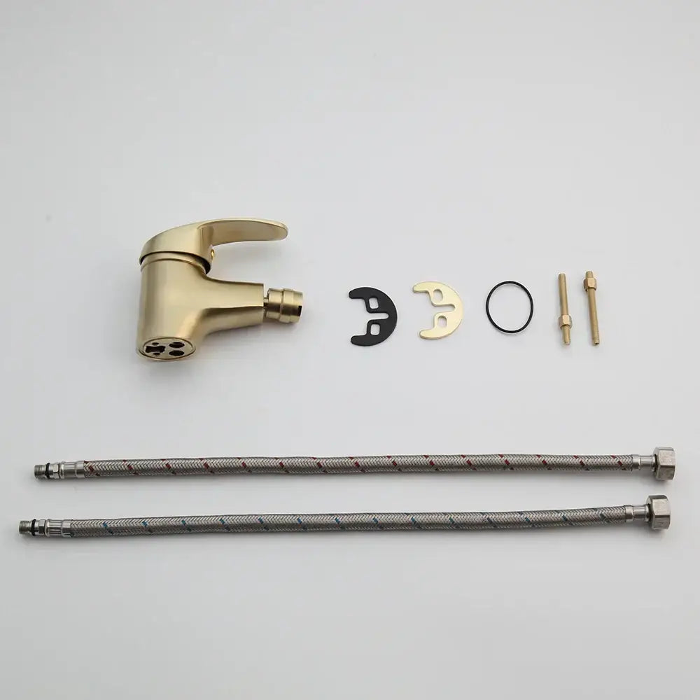 Modern brushed gold basin mixer tap bathroom faucet with spray head
