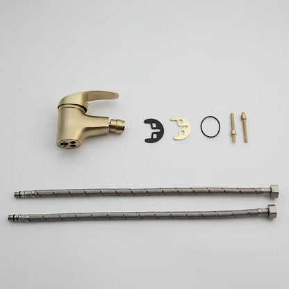 Modern brushed gold basin mixer tap bathroom faucet with spray head