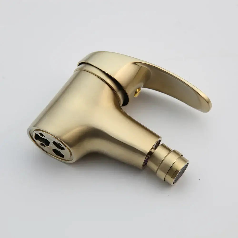 Modern brushed gold basin mixer tap bathroom faucet with spray head