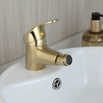 Modern brushed gold basin mixer tap bathroom faucet with spray head
