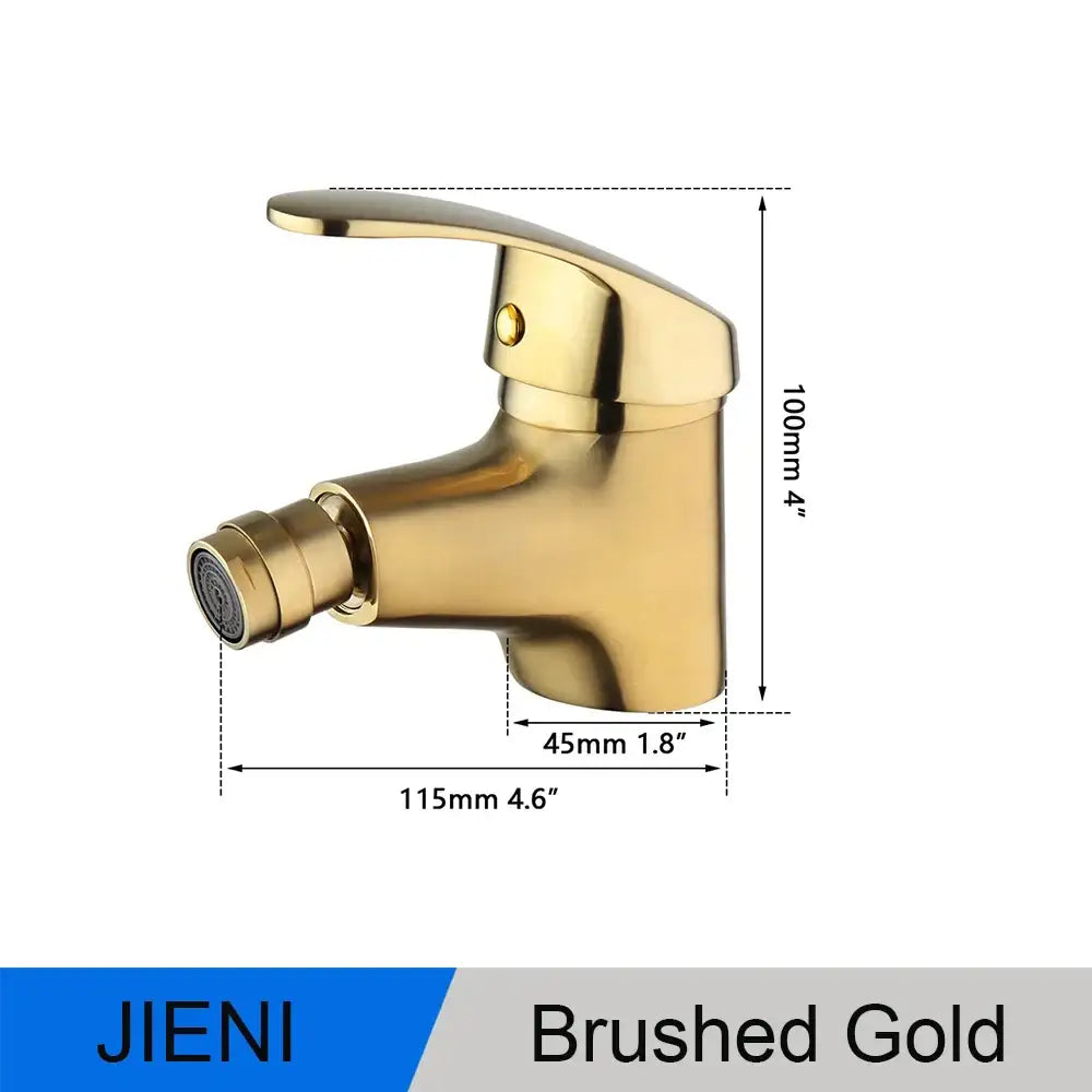 Modern brushed gold basin mixer tap bathroom faucet with spray head