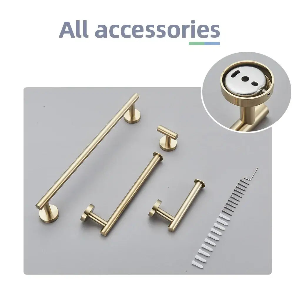 Modern brushed gold bathroom accessories set stainless steel bathroom