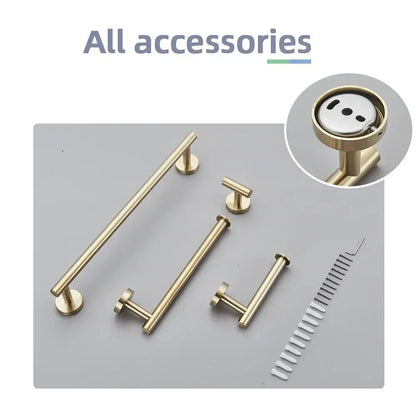 Modern brushed gold bathroom accessories set stainless steel bathroom