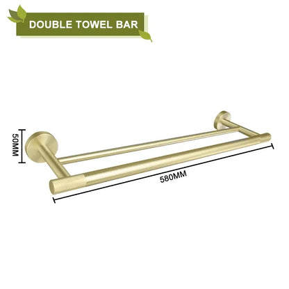 Modern brushed gold bathroom accessories set with frosted glass