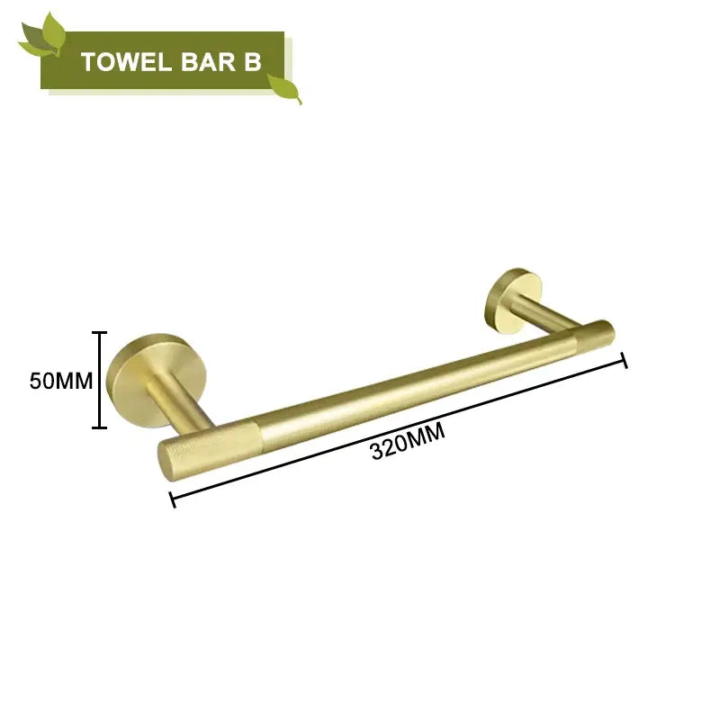 Modern brushed gold bathroom accessories set with frosted glass