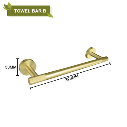 Modern brushed gold bathroom accessories set with frosted glass