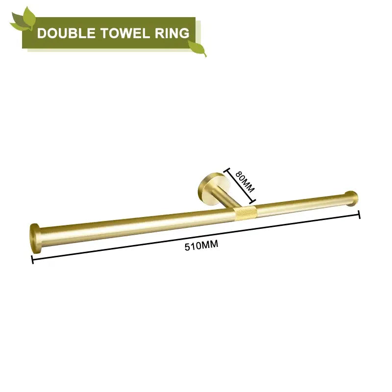 Modern brushed gold bathroom accessories set with frosted glass