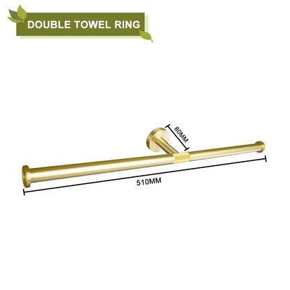 Modern brushed gold bathroom accessories set with frosted glass