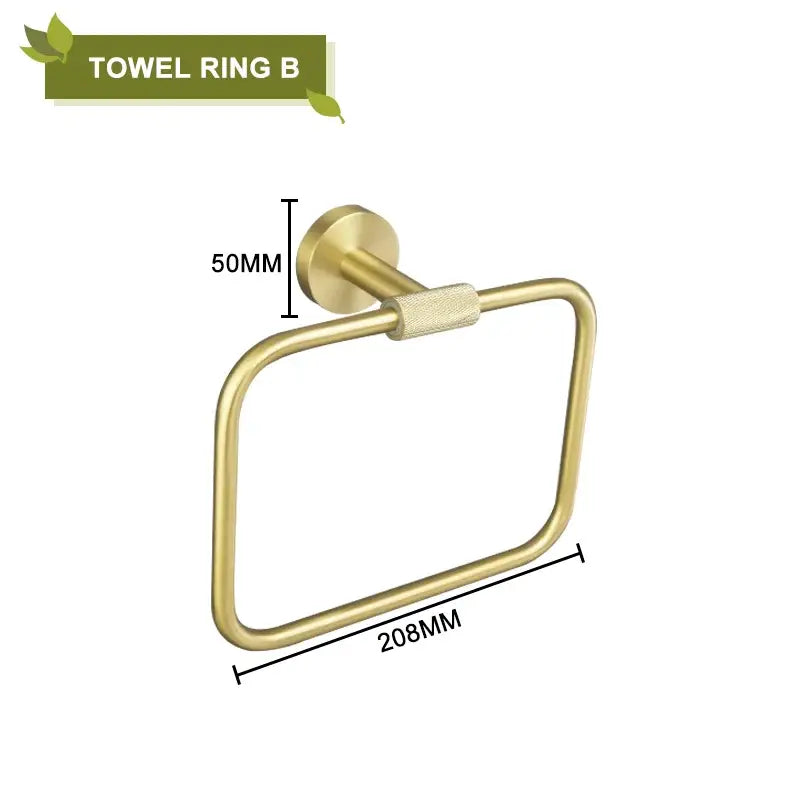 Modern brushed gold bathroom accessories set with frosted glass