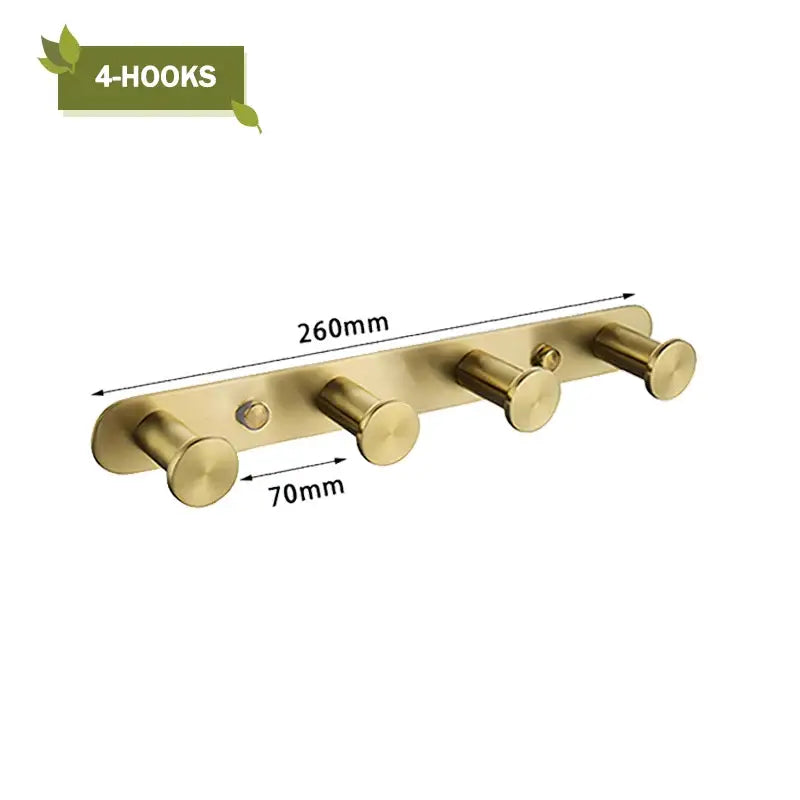 Modern brushed gold bathroom hardware set with glass soap dish