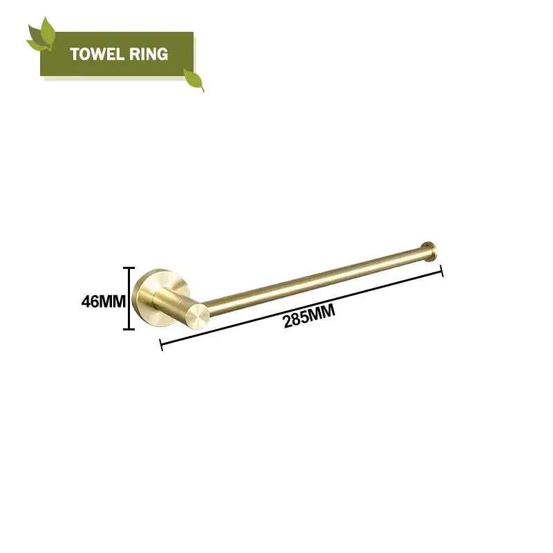 Modern brushed gold bathroom hardware set with glass soap dish