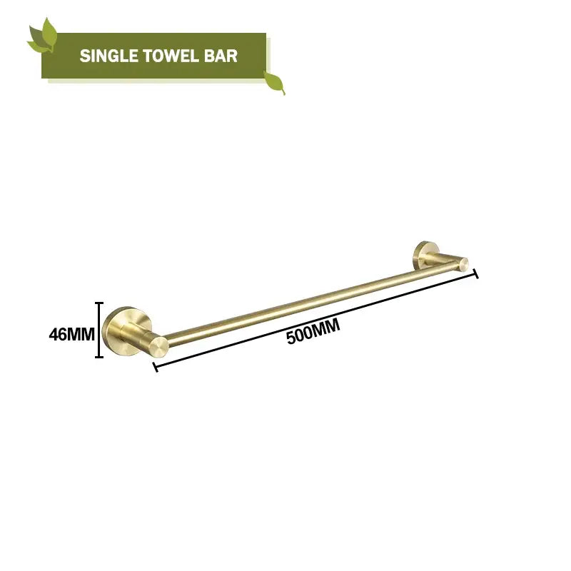 Modern brushed gold bathroom hardware set with glass soap dish