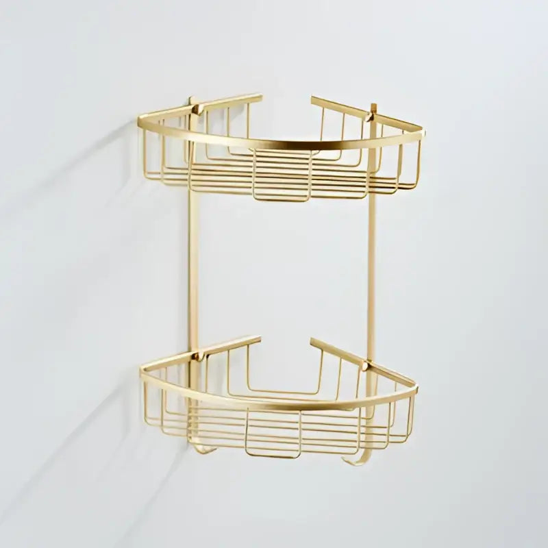 Modern brushed gold bathroom hardware set with multi bar towel rack