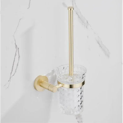 Modern brushed gold bathroom hardware set with multi bar towel rack