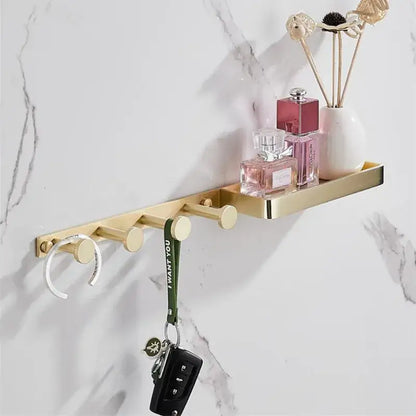 Modern brushed gold bathroom hardware set with multi bar towel rack