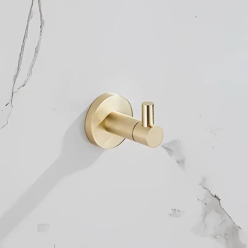 Modern brushed gold bathroom hardware set with multi bar towel rack
