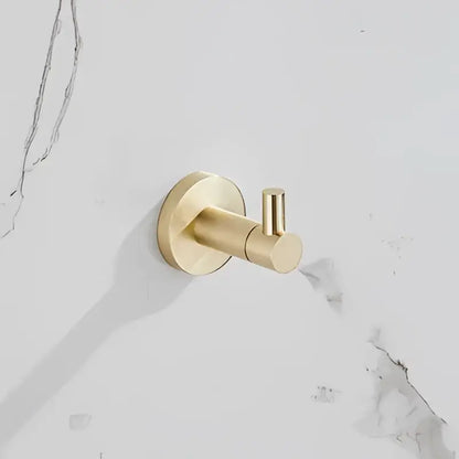 Modern brushed gold bathroom hardware set with multi bar towel rack