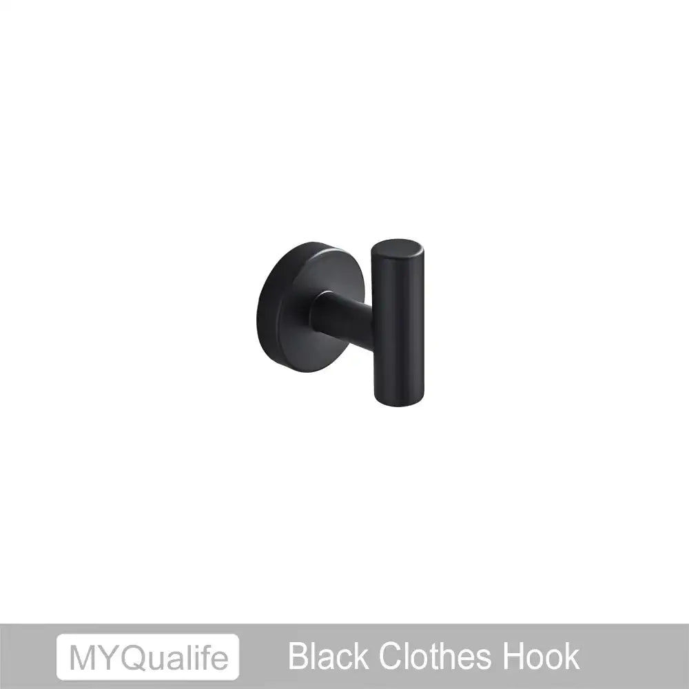 Modern brushed gold bathroom hardware set with towel bar and hooks