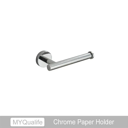 Modern brushed gold bathroom hardware set with towel bar and hooks