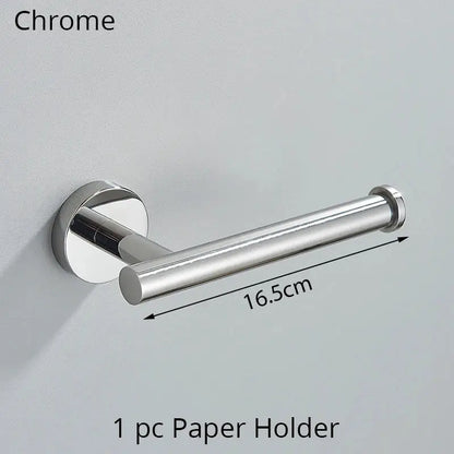 Modern brushed gold bathroom hardware set with towel rack and hooks