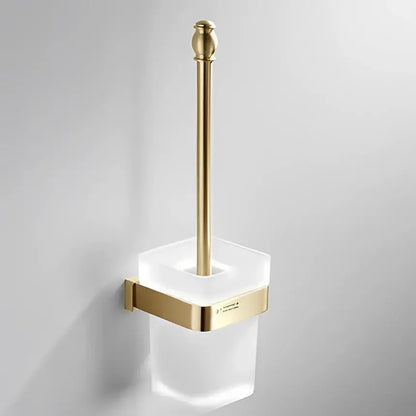 Modern brushed gold bathroom hardware set with towel rack