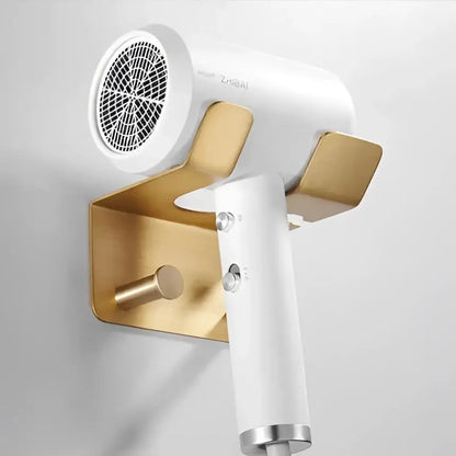 Modern brushed gold bathroom hardware set with towel rack