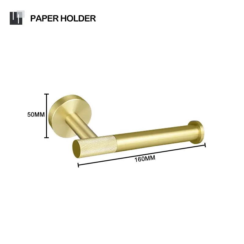 Modern brushed gold bathroom set towel bar and paper holder kit