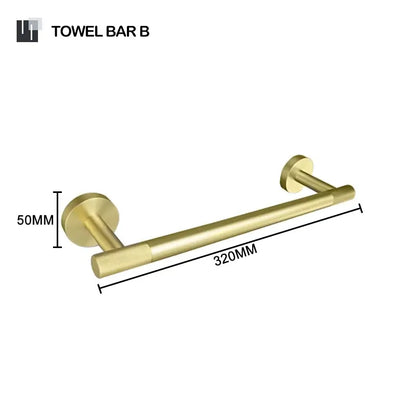 Modern brushed gold bathroom set towel bar and paper holder kit