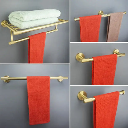 Modern brushed gold bathroom set towel bar and paper holder kit