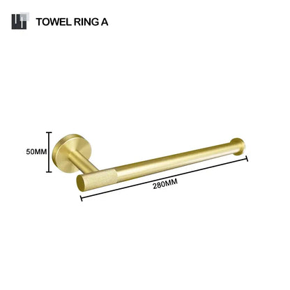 Modern brushed gold bathroom set towel bar and paper holder kit