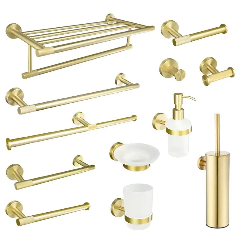 Modern brushed gold bathroom set towel bar and paper holder kit