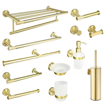 Modern brushed gold bathroom set towel bar and paper holder kit