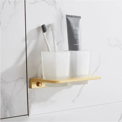 Modern brushed gold bathroom set towel rack and shelf hardware