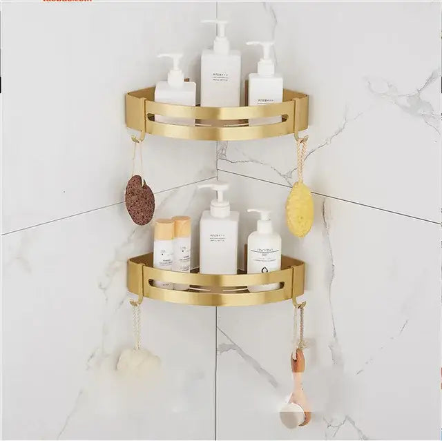 Modern brushed gold bathroom set towel rack and shelf hardware