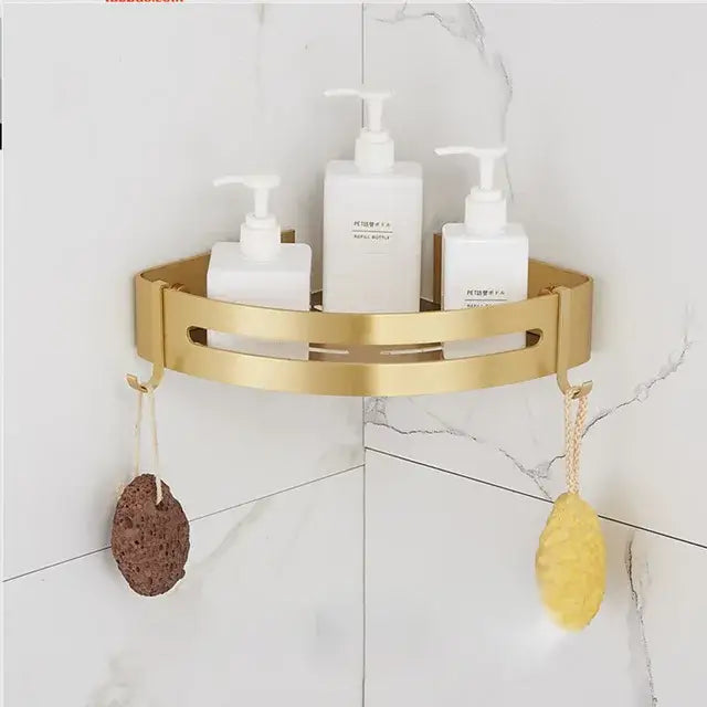 Modern brushed gold bathroom set towel rack and shelf hardware