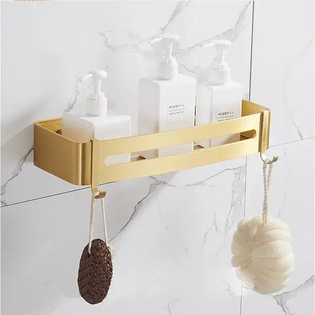 Modern brushed gold bathroom set towel rack and shelf hardware