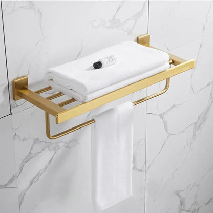Modern brushed gold bathroom set towel rack and shelf hardware