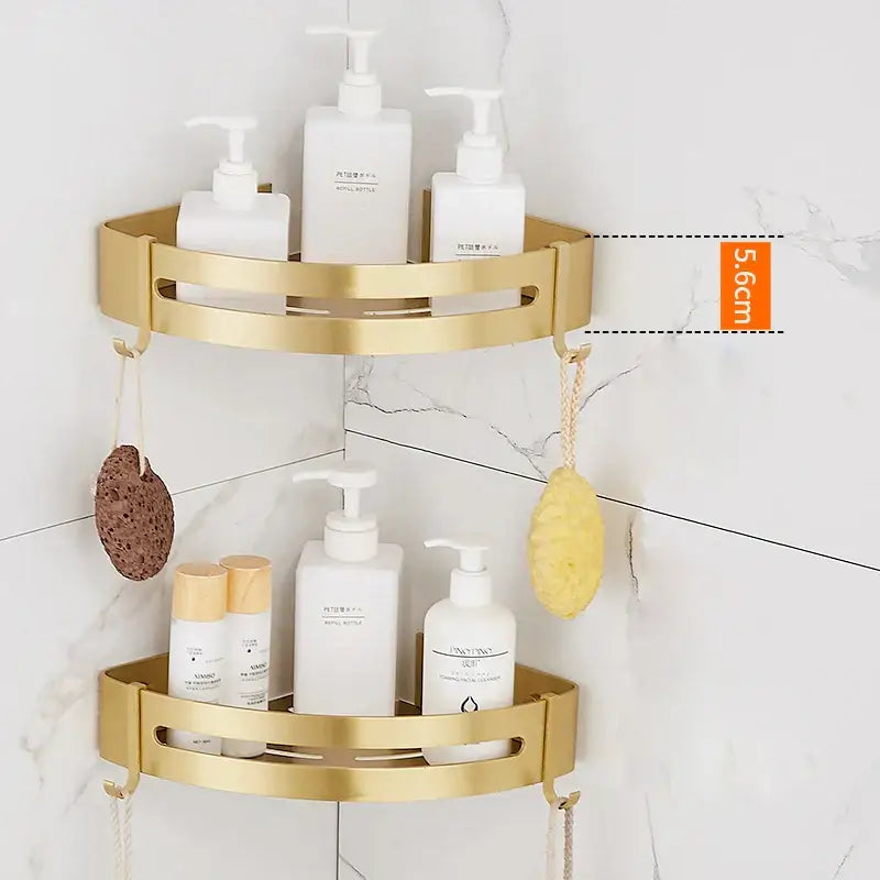 Modern brushed gold bathroom set towel rack and shelf hardware