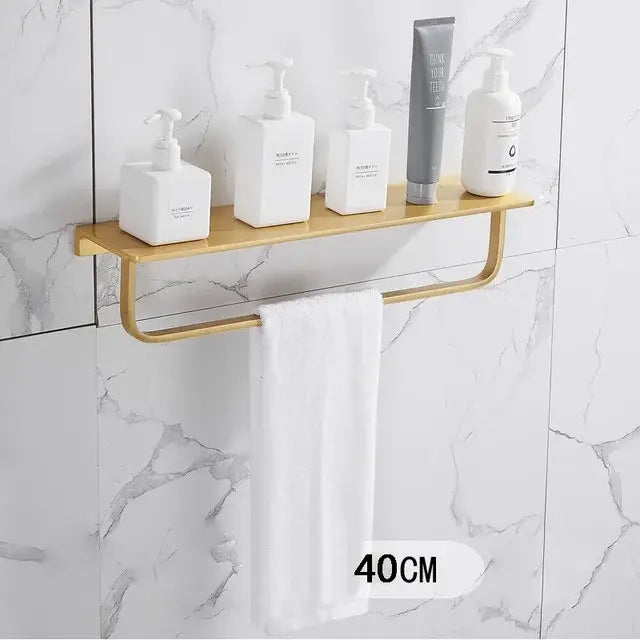 Modern brushed gold bathroom set towel rack and shelf hardware