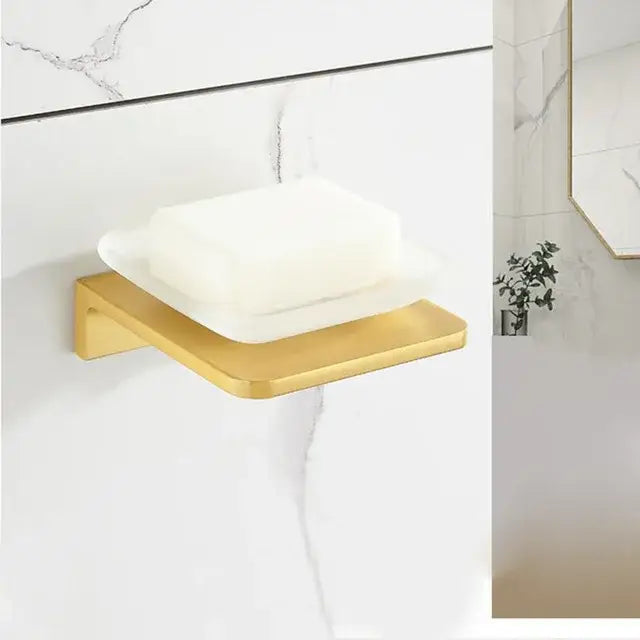 Modern brushed gold bathroom set towel rack and shelf hardware