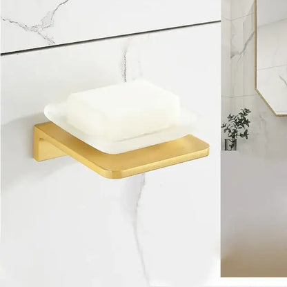 Modern brushed gold bathroom set towel rack and shelf hardware